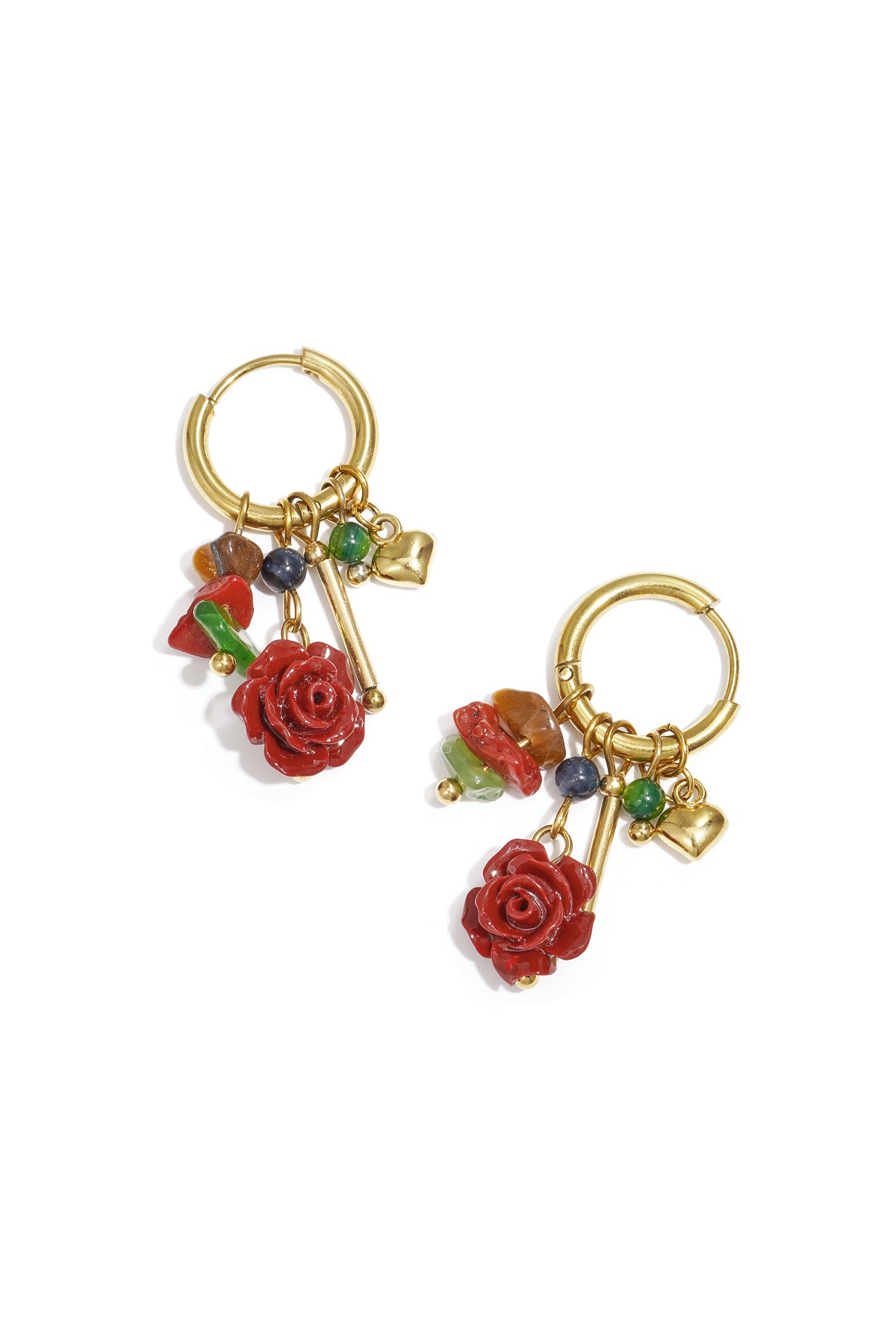 LIVAYA Schmuck Ohrhänger mit Blumenmotiv und Kettendetail