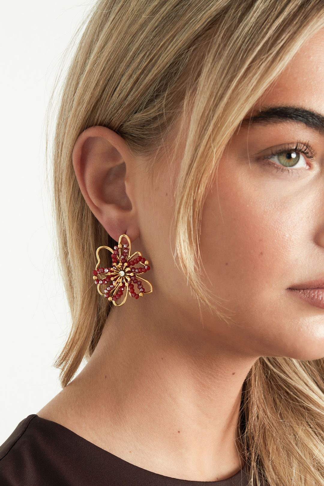 LIVAYA Damen - Ohrringe Ohrstecker Blume aus Edelstahl mit Kristall und Strass