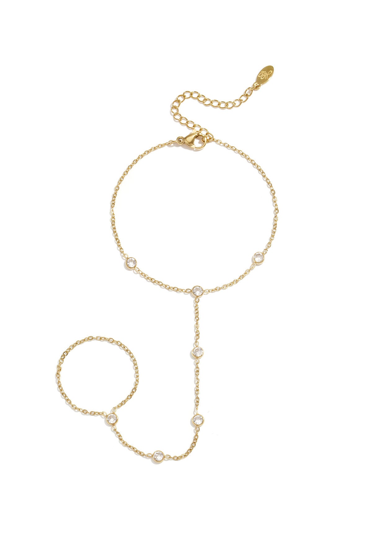 Handkette Mit Runden Steinen – Goldfarbe – Bild 1