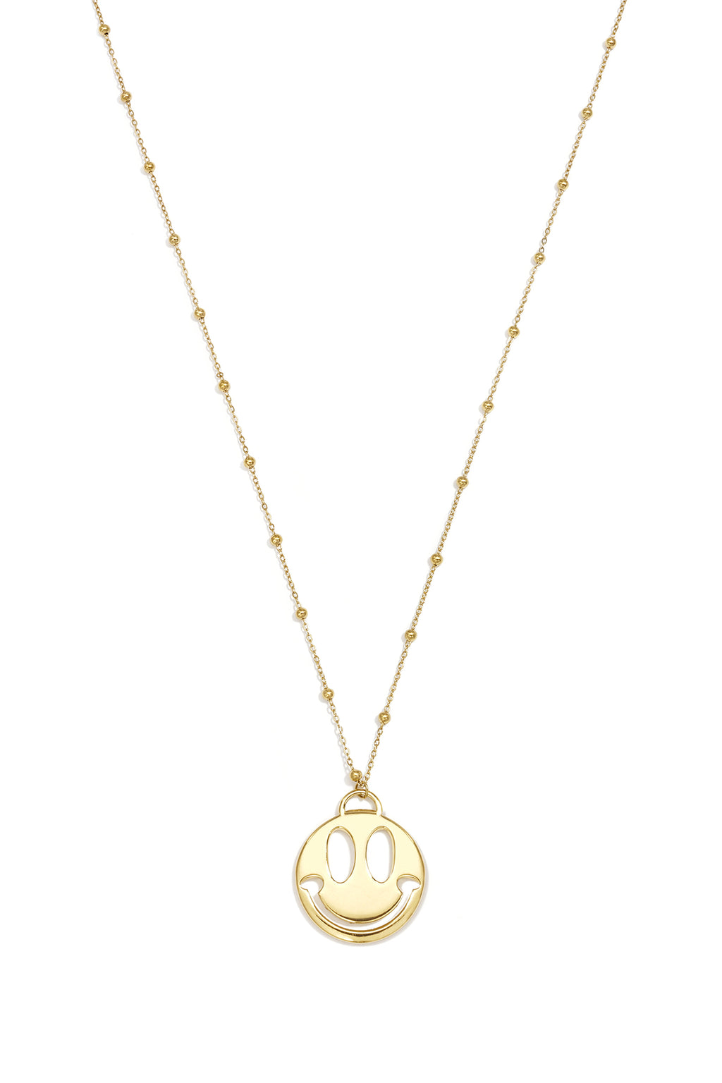 LIVAYA Halskette Longkette mit Smiley-Anhänger aus Edelstahl, 90 cm – Bild 1