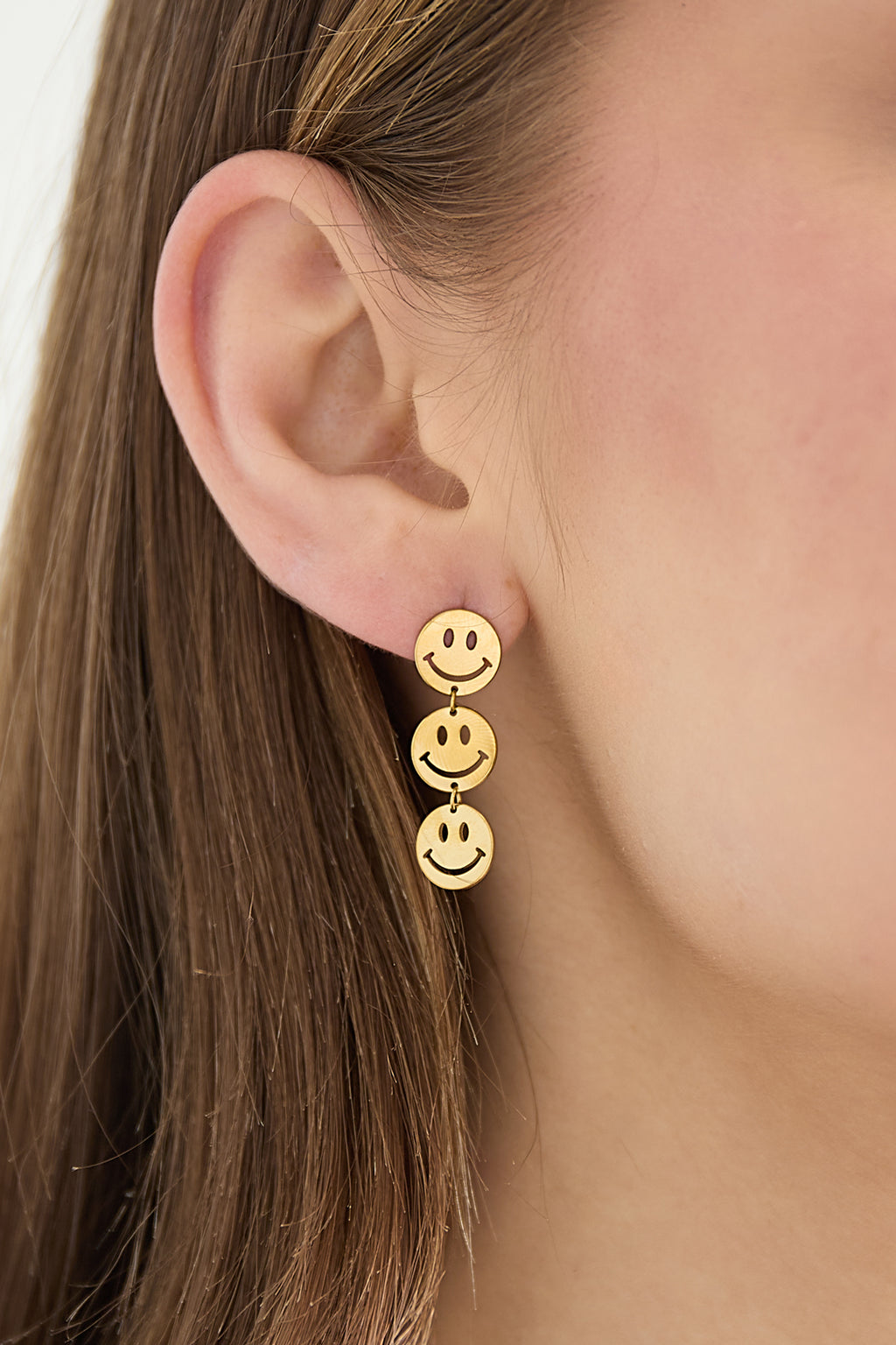 LIVAYA Ohrringe Ohrhänger mit Smiley-Motiv aus Edelstahl – Ansicht 3