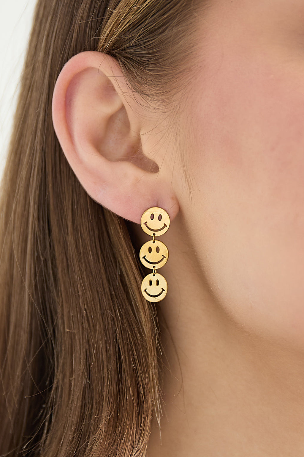 LIVAYA Ohrringe Ohrhänger mit Smiley-Motiv aus Edelstahl