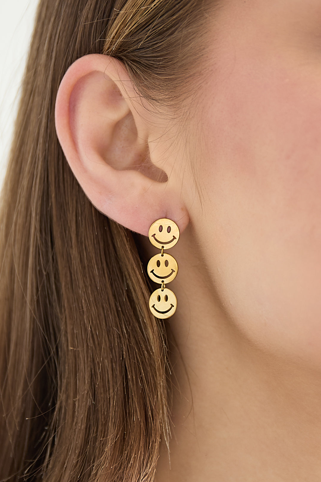 LIVAYA Ohrringe Ohrhänger mit Smiley-Motiv aus Edelstahl