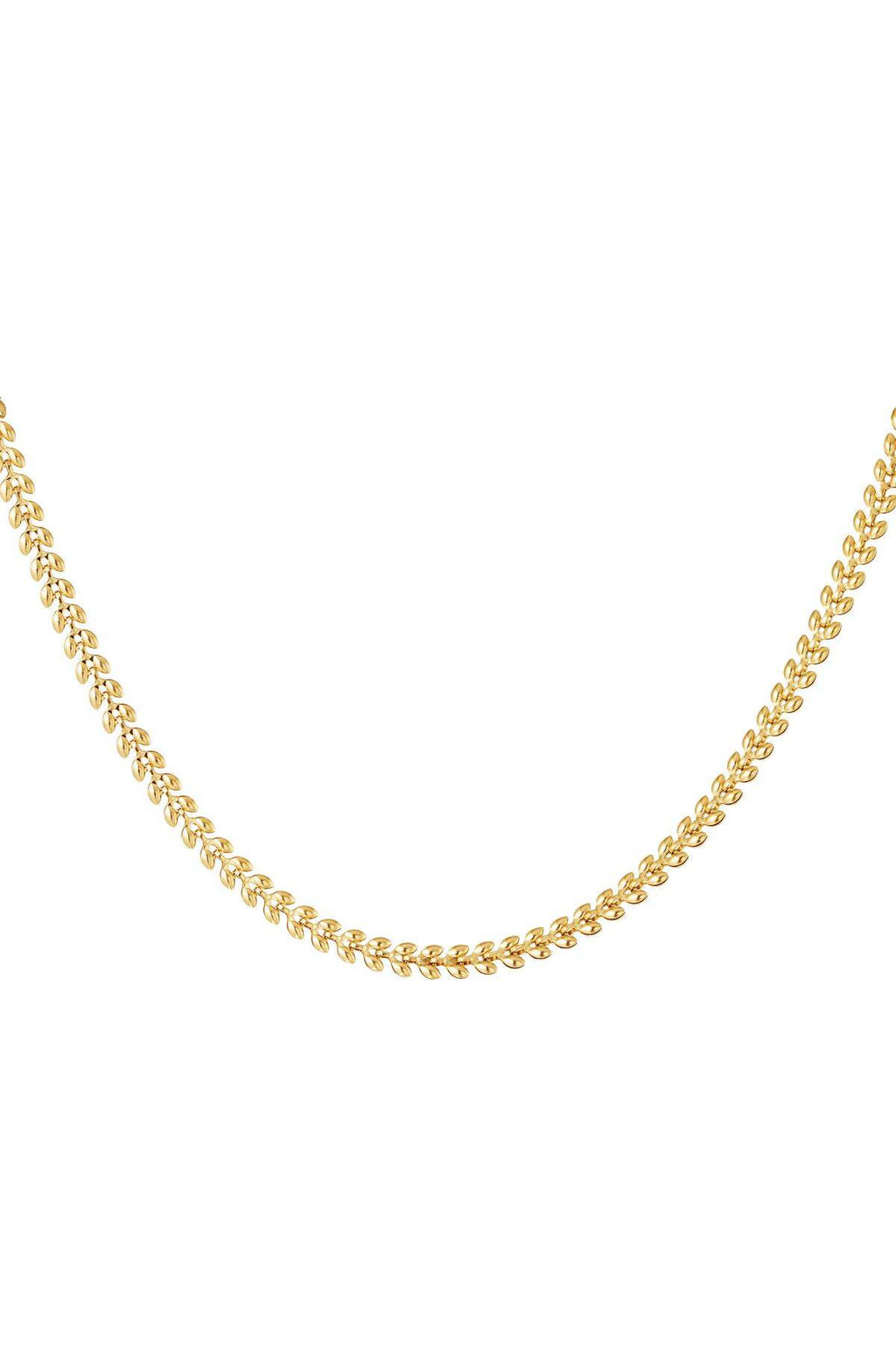 Halskette Blätter Goldfarbe Edelstahl – Default Title – Bild 1