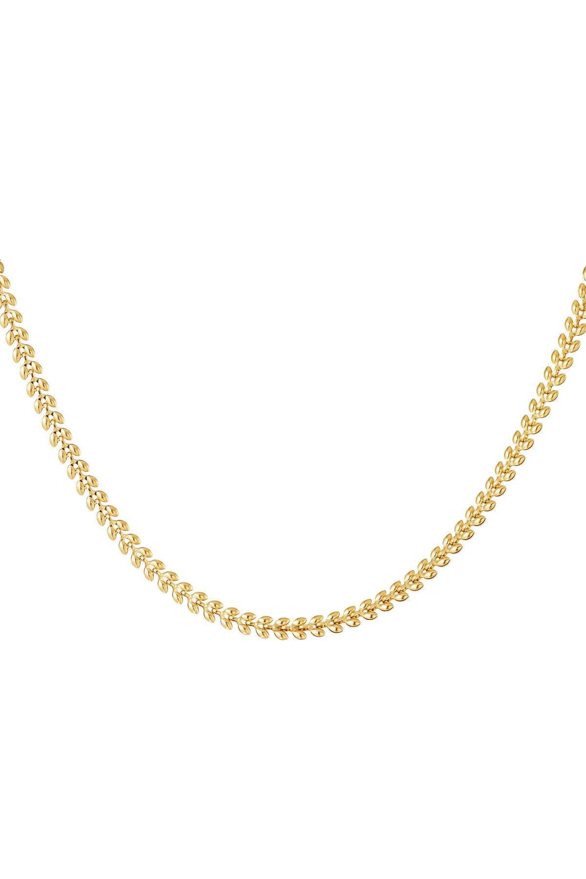 Halskette Blätter Goldfarbe Edelstahl – Default Title – Bild 1