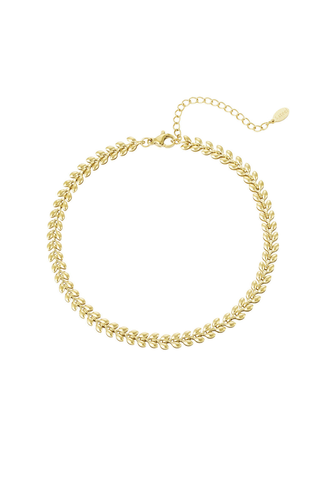 Fußkettchen Blätter Goldfarbe Edelstahl – Goldfarbe – Bild 1