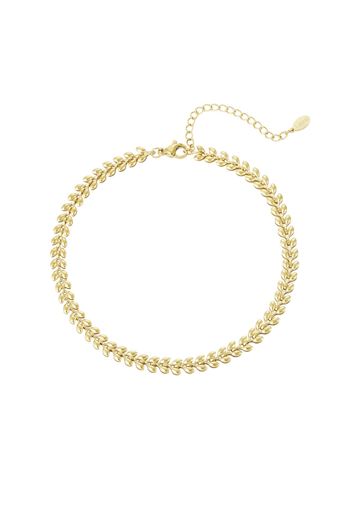 Fußkettchen Blätter Goldfarbe Edelstahl – Goldfarbe – Bild 1