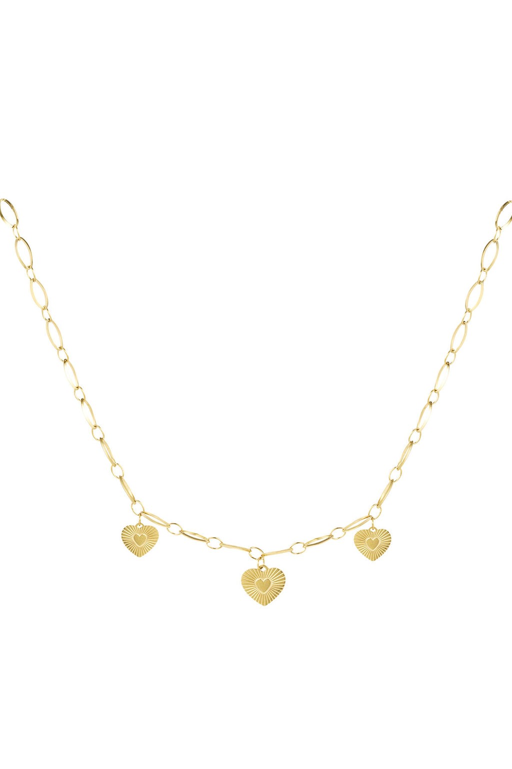 Halskette Mit Drei Herzen Und Münzen – Goldfarbe - Goldfarbefarbe – Goldfarbe – Bild 1
