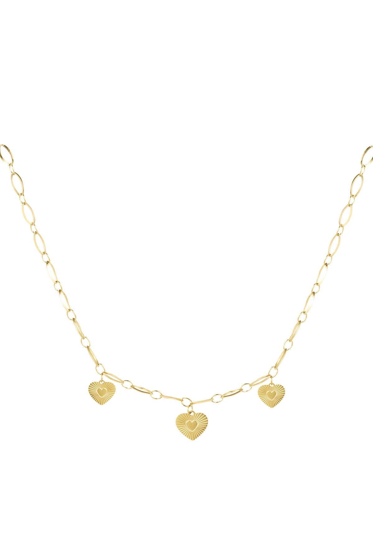 Halskette Mit Drei Herzen Und Münzen – Goldfarbe - Goldfarbefarbe – Goldfarbe – Bild 1