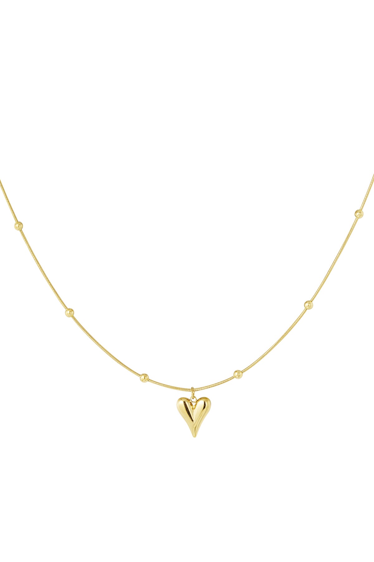 Kleine Kugelkette Mit Herz – Goldfarbe – Bild 1