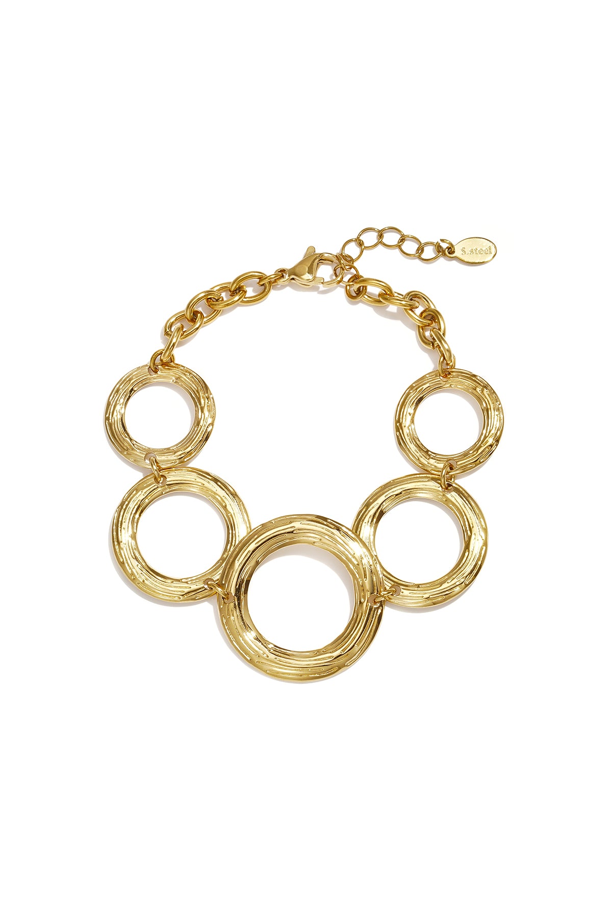 LIVAYA Armband aus Edelstahl mit Kreis-Elementen, goldfarben 16,5 cm + 4 cm – Bild 1