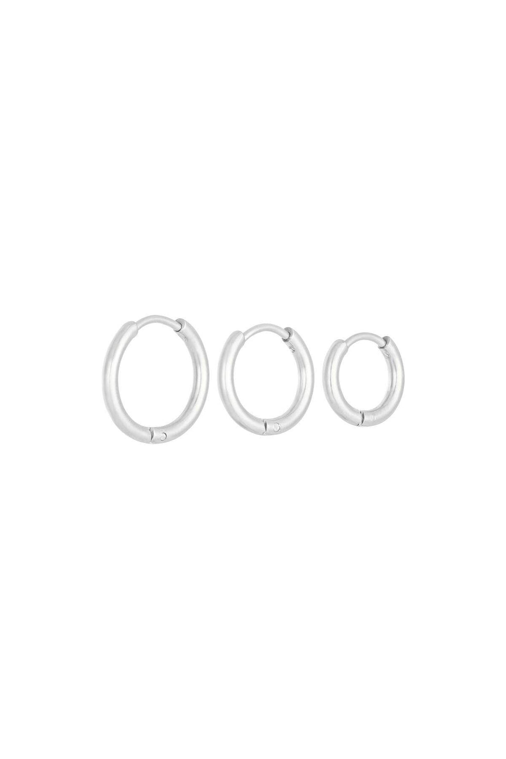 Ohrring-Set Kleine Creolen Edelstahl – Silberfarbe – Bild 1