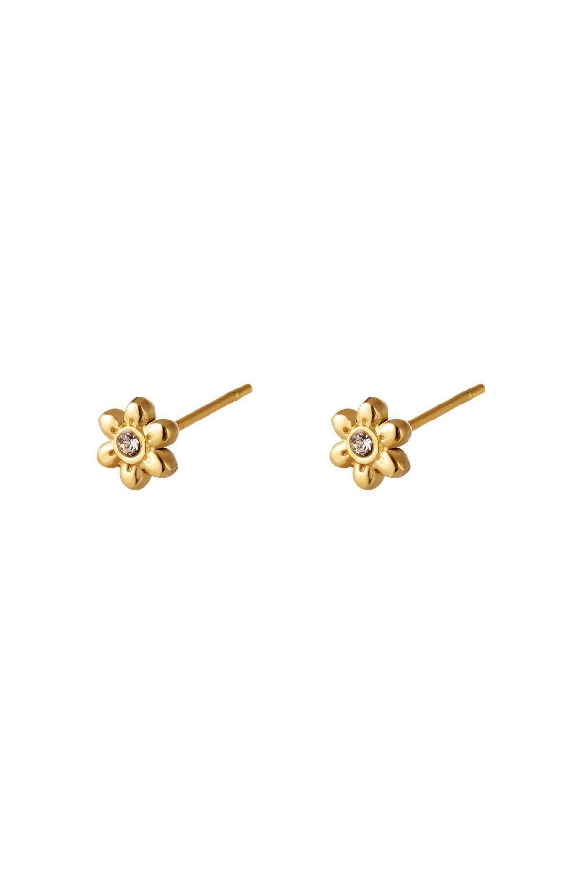 Edelstahl Ohrstecker Blume – Goldfarbe – Bild 1