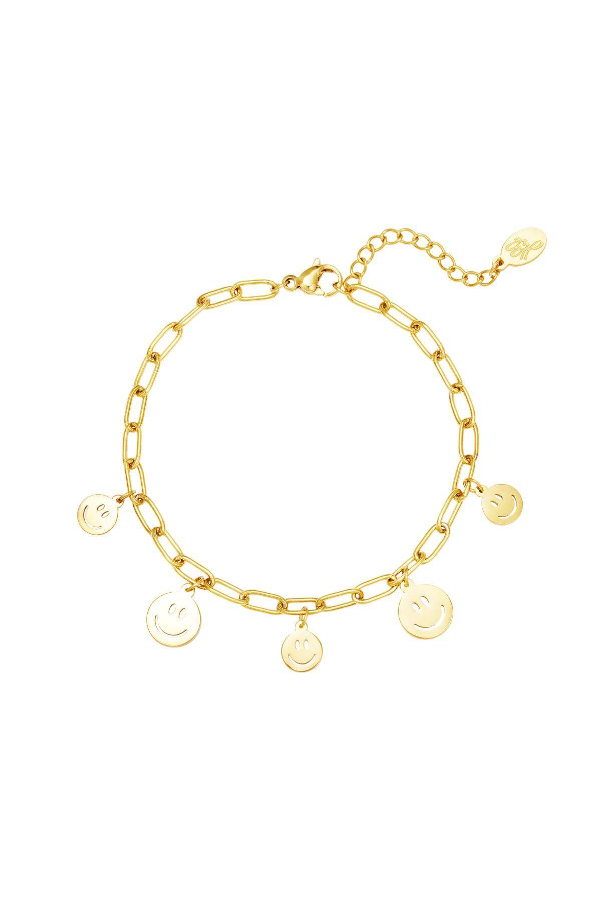 Armband Mehrere Smileys Goldfarbe Edelstahl – Goldfarbe – Bild 1