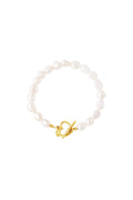 Armband Perle Herzverschluss Goldfarbe Edelstahl – Goldfarbe – Bild 1
