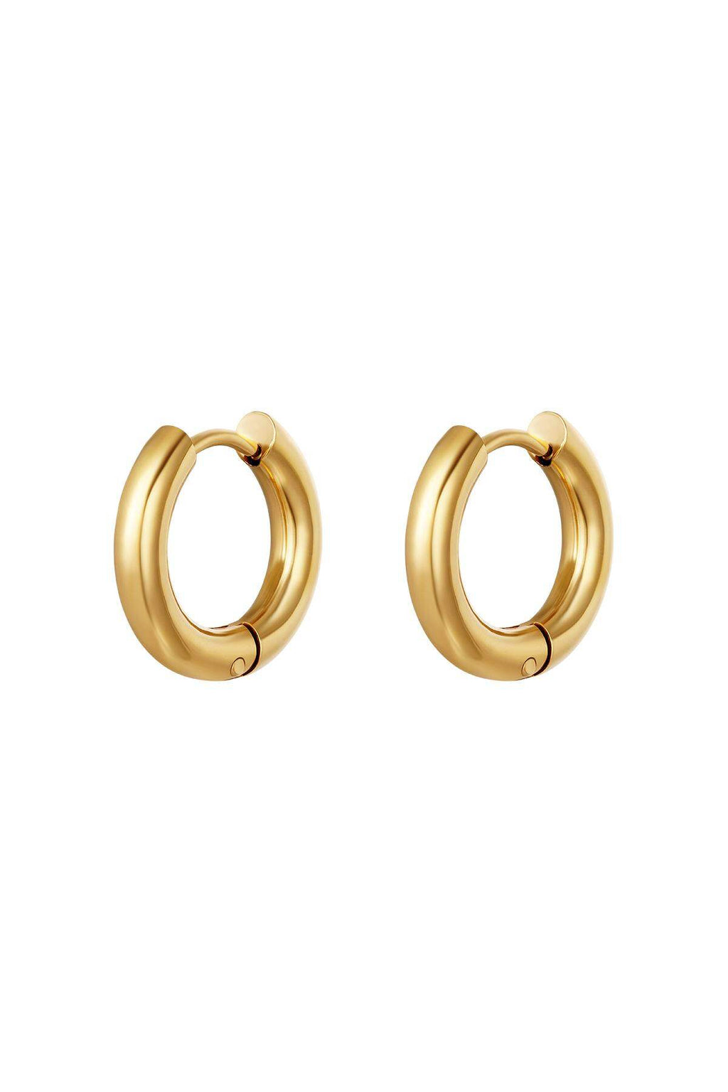 Einfache Creolenohrringe - Klein Goldfarbe Edelstahl – Goldfarbe – Bild 1