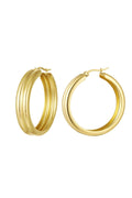 Gerippte Creolen Goldfarbe Edelstahl