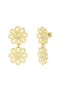 LIVAYA Ohrringe Damen Ohrhänger mit doppeltem Blumenmotiv aus Edelstahl