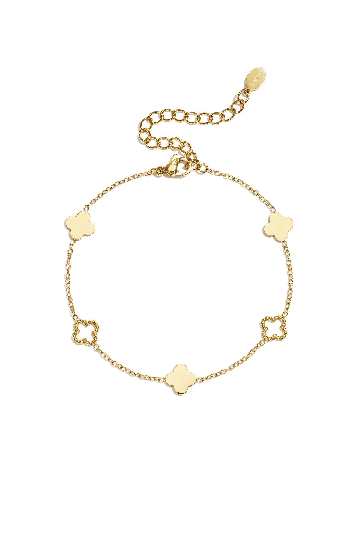 Charm-Armbänder Aus 14-Karätig Vergoldetem Edelstahl, Clover Simple Daily Simple Serie, Damenschmuck – Goldfarbe – Bild 1
