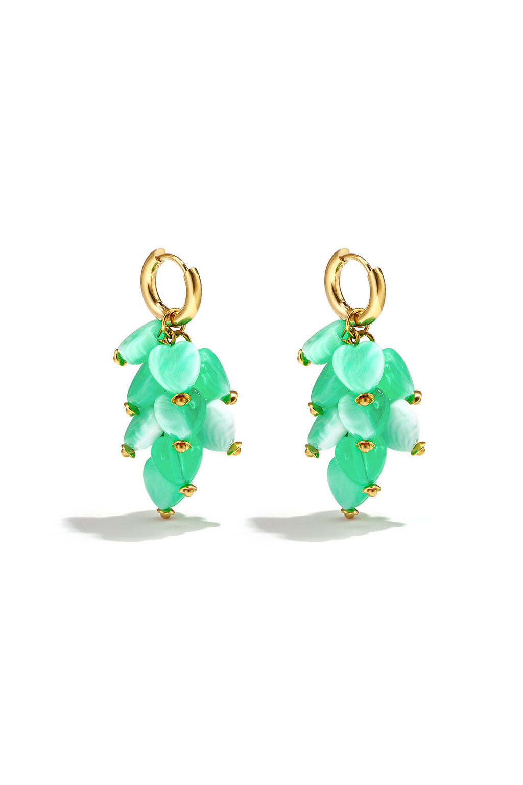 Herzförmige Ohrringe Aus Edelstahlperlen, Urlaubs-/Strand-Design, Schlichte Serie, Damenschmuck – offizielle Produktaufnahme