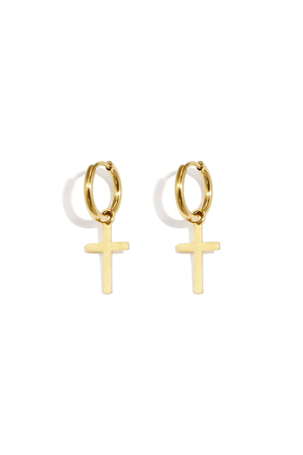 Ohrhänger Aus Edelstahl, Schlichtes Kreuz, Schlichte Alltags-Serie, Damenschmuck – Goldfarbe – Bild 1