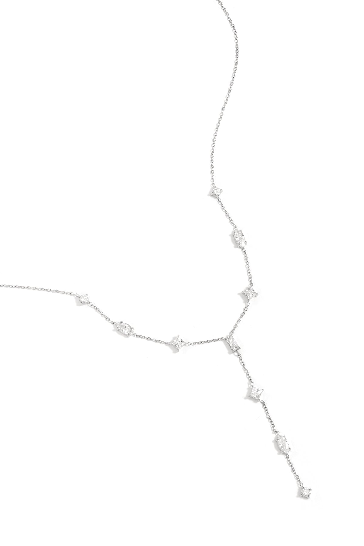 Y-Halskette aus Edelstahl mit Strass – silberfarben / Halsketten – Bild 10
