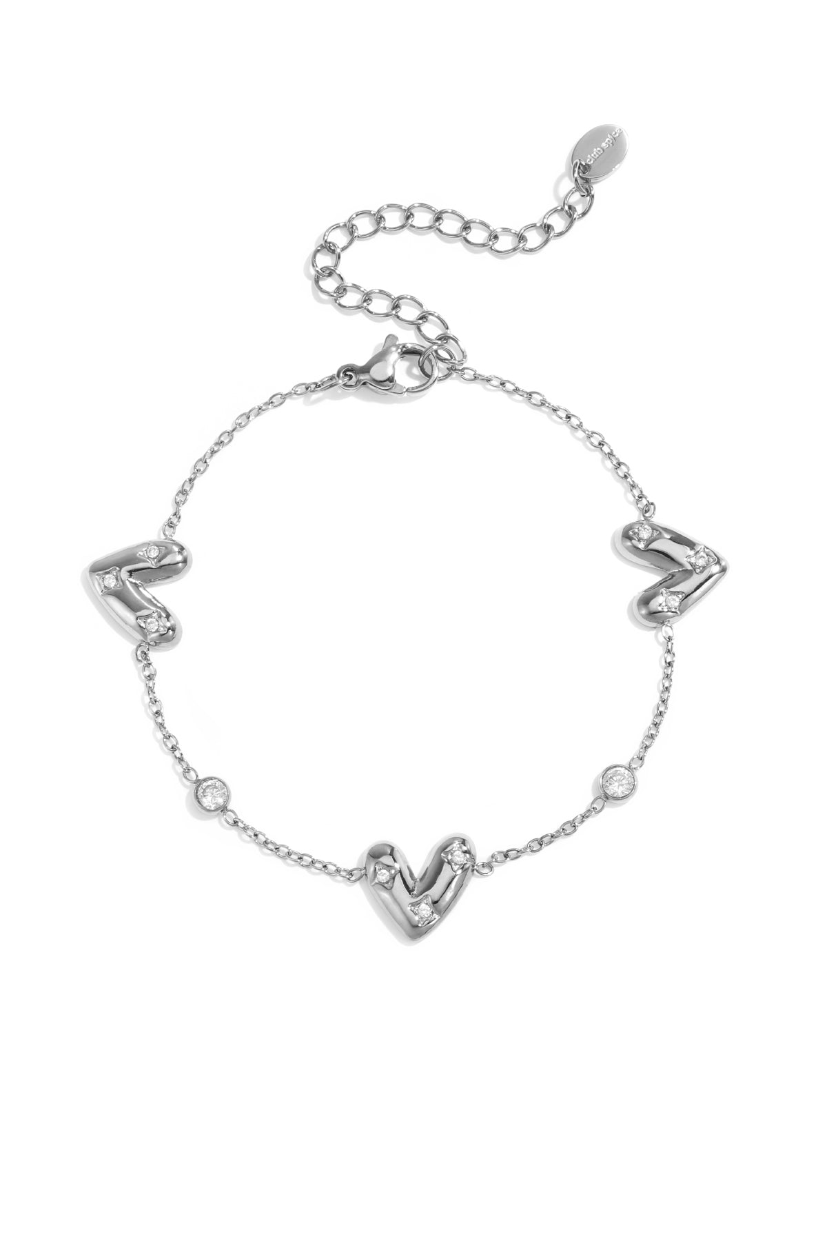 LIVAYA Armband Charmarmband mit drei Herzanhängern, 17 cm + 3 cm – Bild 1