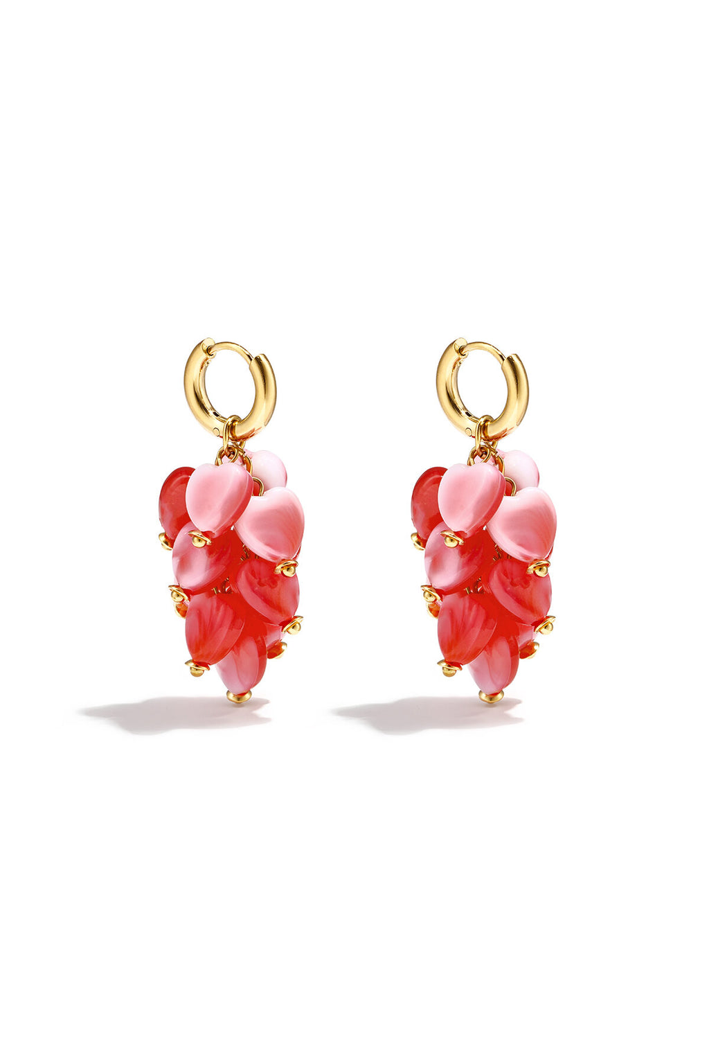 Herzförmige Ohrringe Aus Edelstahlperlen, Urlaubs-/Strand-Design, Schlichte Serie, Damenschmuck – Rot – Bild 1