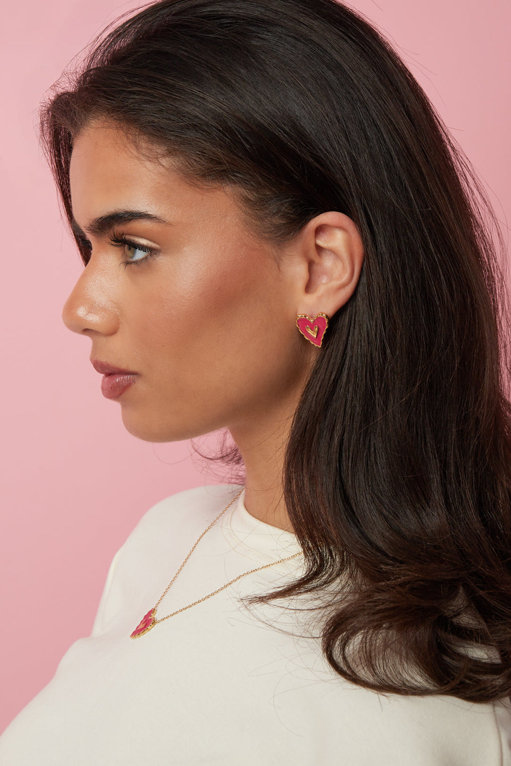 LIVAYA Damen - Ohrringe Ohrstecker mit Herzmotiv aus Edelstahl und Emaille