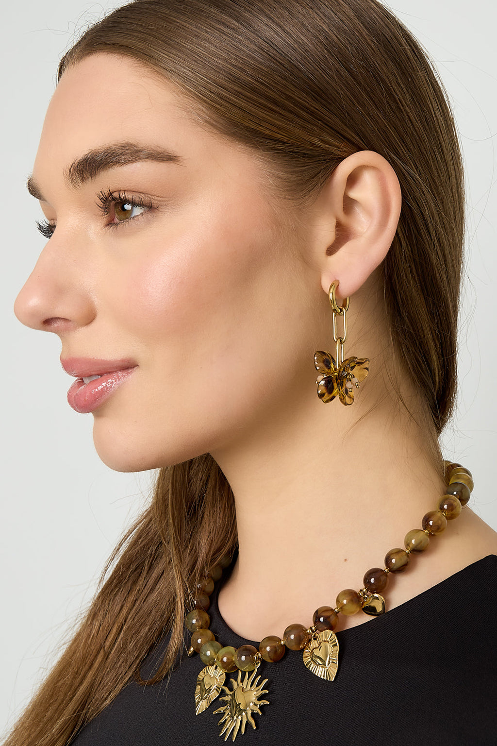 LIVAYA Ohrringe Ohrhänger mit Blumenanhängern aus Edelstahl und Acryl