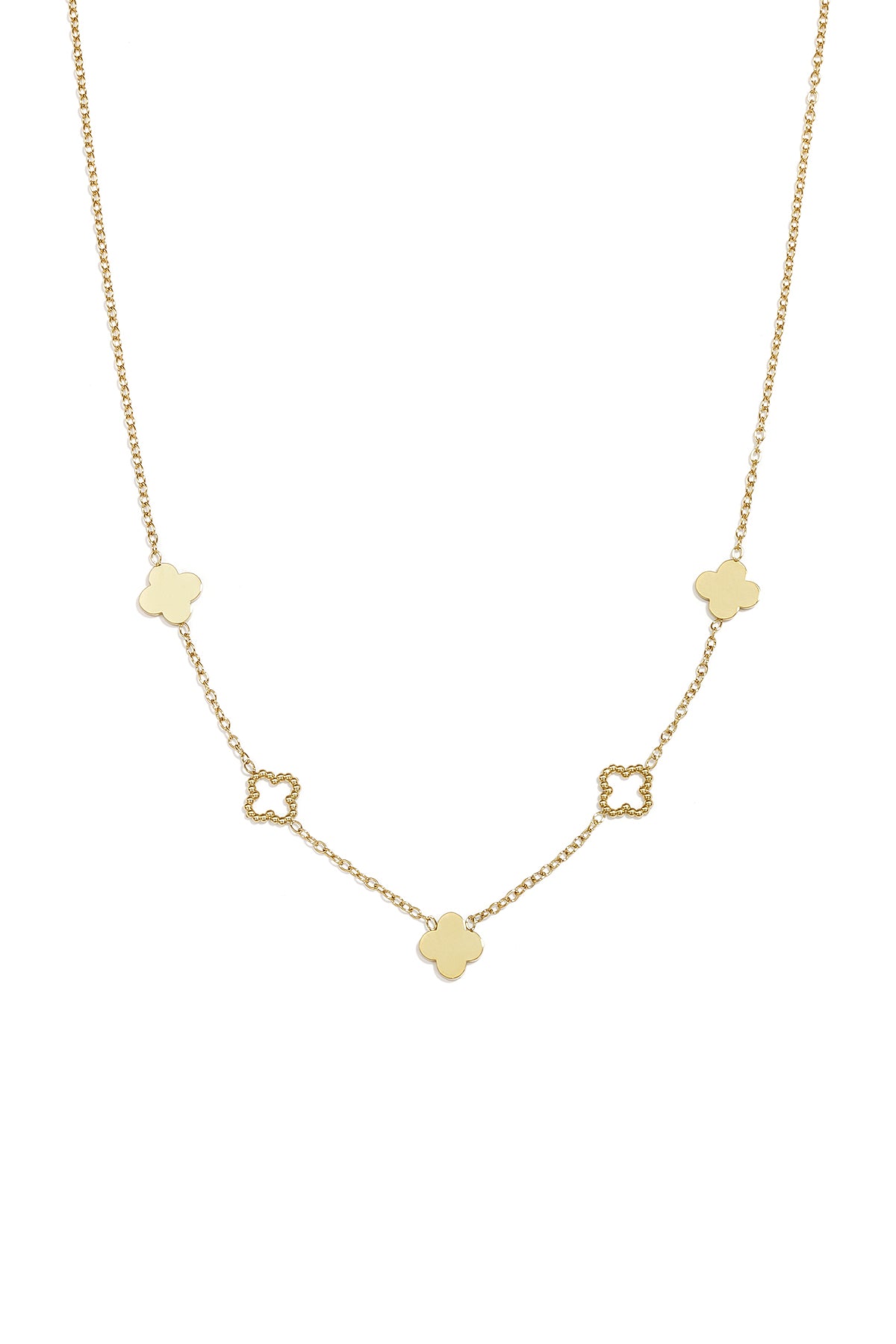 LIVAYA Halskette Anhängerkette mit Kleeblattmotiven 39 cm + 5 cm – Bild 2