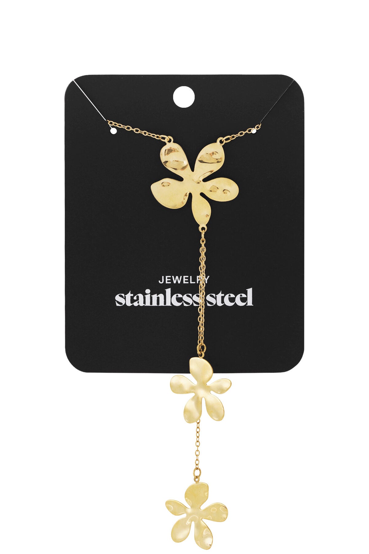 Lange Blumen-Party-Halskette – Goldfarbe - Goldfarbefarbe – offizielle Produktaufnahme – Bild 5