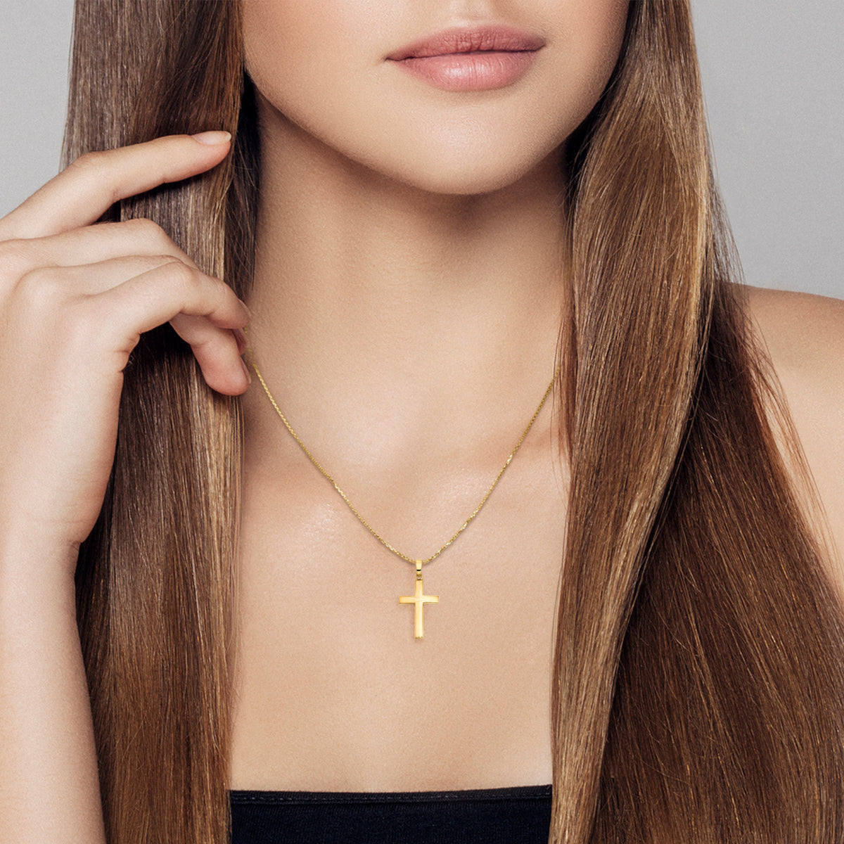 Kreuz Anhänger aus 333er Gelbgold von ONE ELEMENT – Bild 2