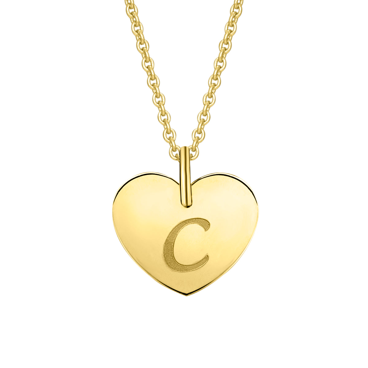 Herz mit Gravur C Buchstaben Anhänger aus 333er Gelbgold von ONE ELEMENT – Bild 1