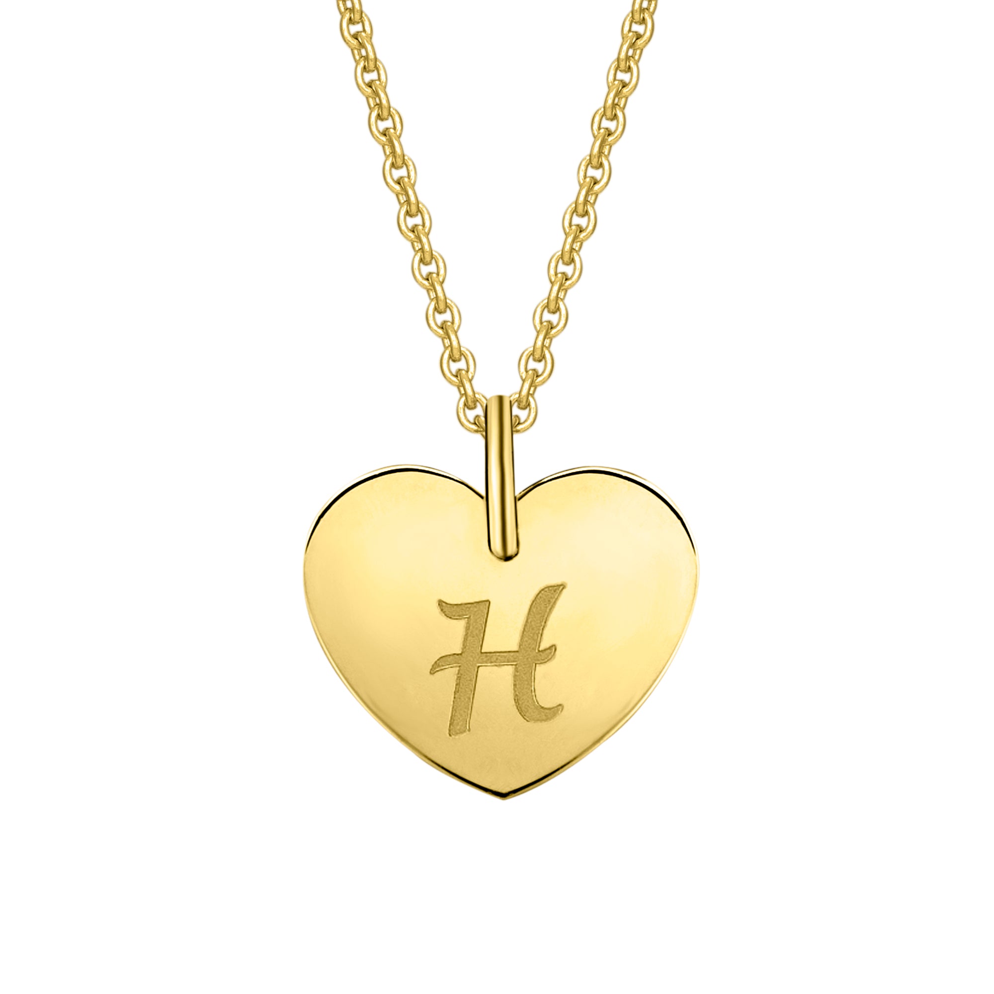 Herz mit Gravur H Buchstaben Anhänger aus 333er Gelbgold von ONE ELEMENT – Bild 1