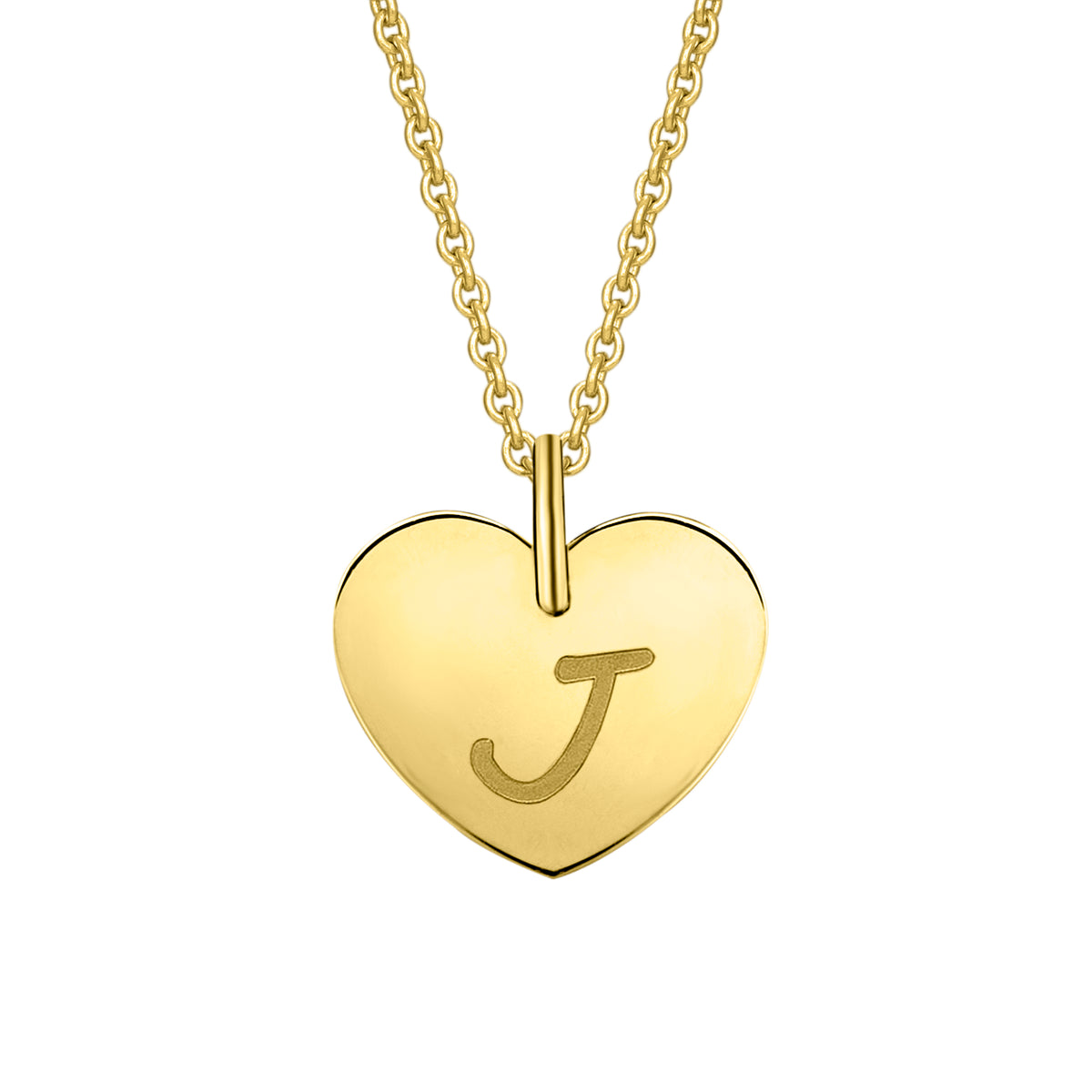 Herz mit Gravur J Buchstaben Anhänger aus 333er Gelbgold von ONE ELEMENT – Bild 1