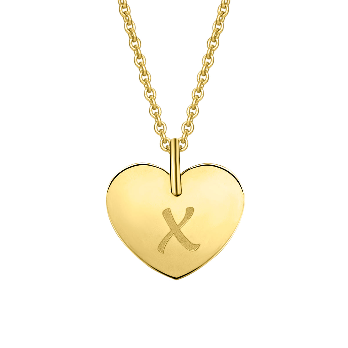 Herz mit Gravur X Buchstaben Anhänger aus 333er Gelbgold von ONE ELEMENT – Bild 1