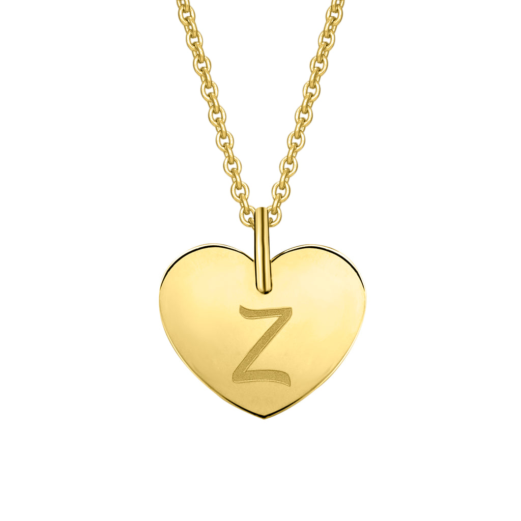 Herz mit Gravur Z Buchstaben Anhänger aus 333er Gelbgold von ONE ELEMENT – Bild 1