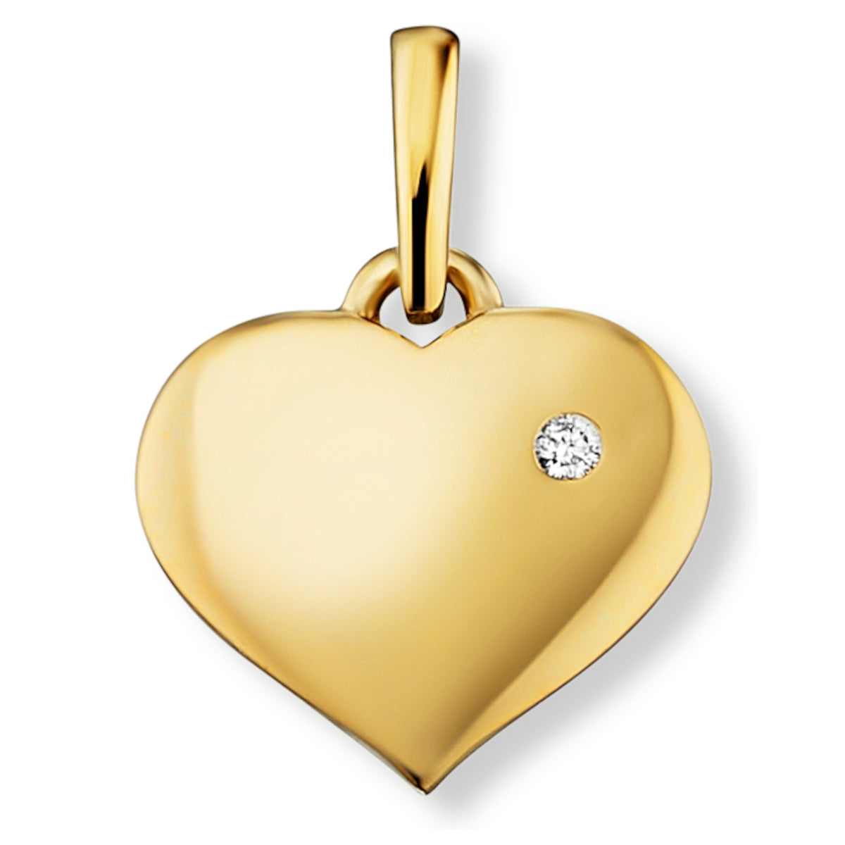 Herz-Anhänger aus 585er Gelbgold mit Brillantbesatz, 0,01 ct von ONE ELEMENT