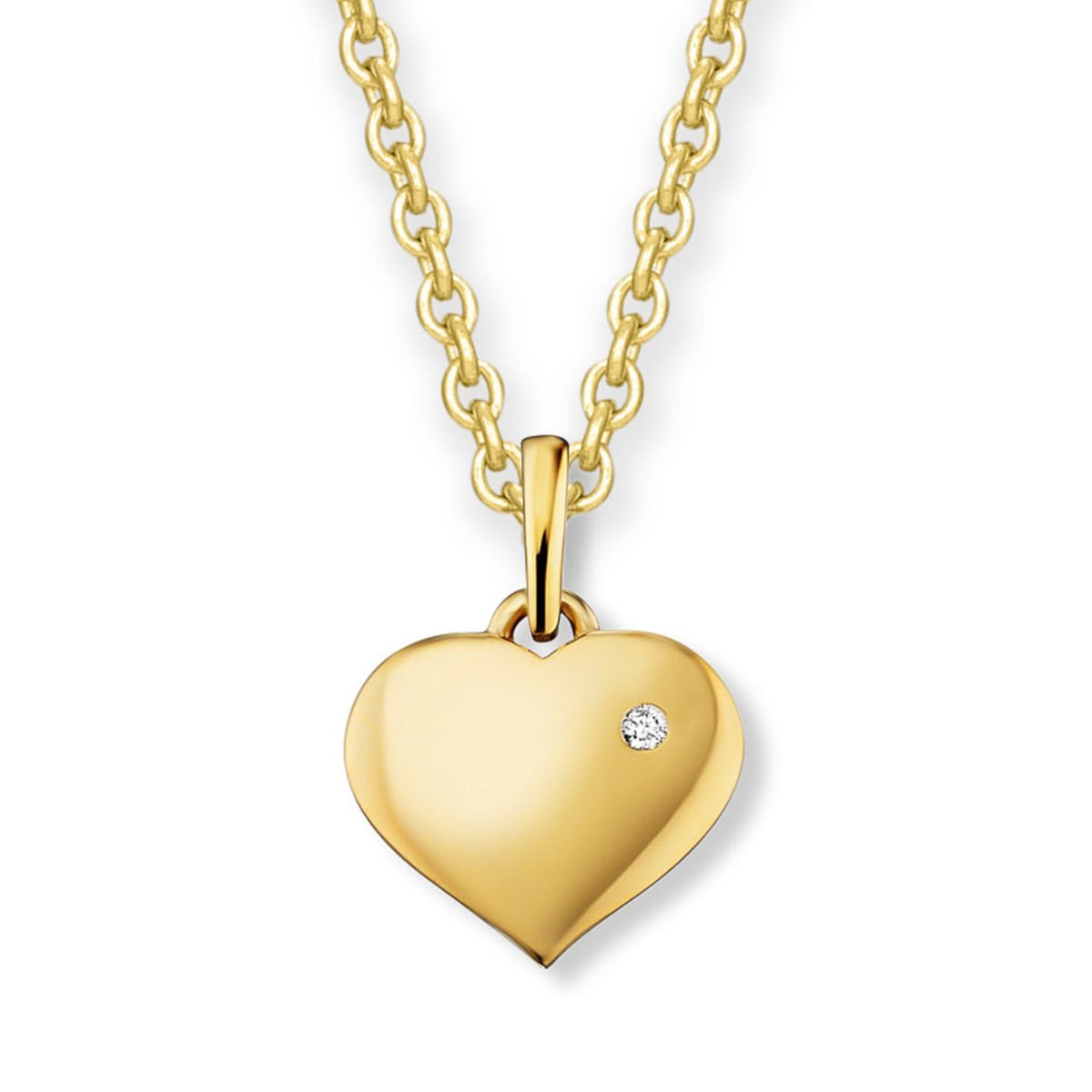 Herz-Anhänger aus 585er Gelbgold mit Brillantbesatz, 0,01 ct – weitere Ansicht 2