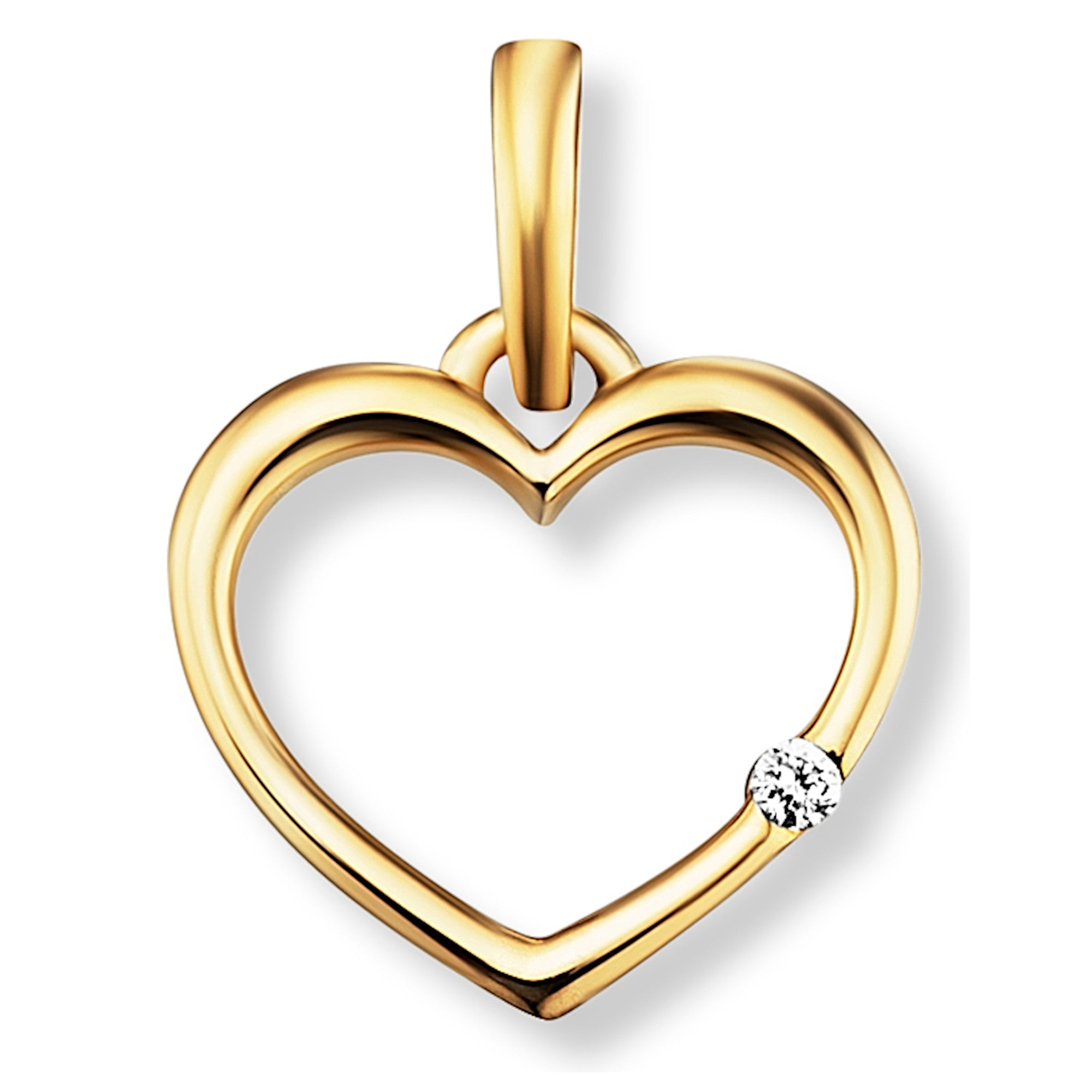 Herz-Anhänger aus 585er Gelbgold mit Brillantbesatz, 0,01 ct von ONE ELEMENT