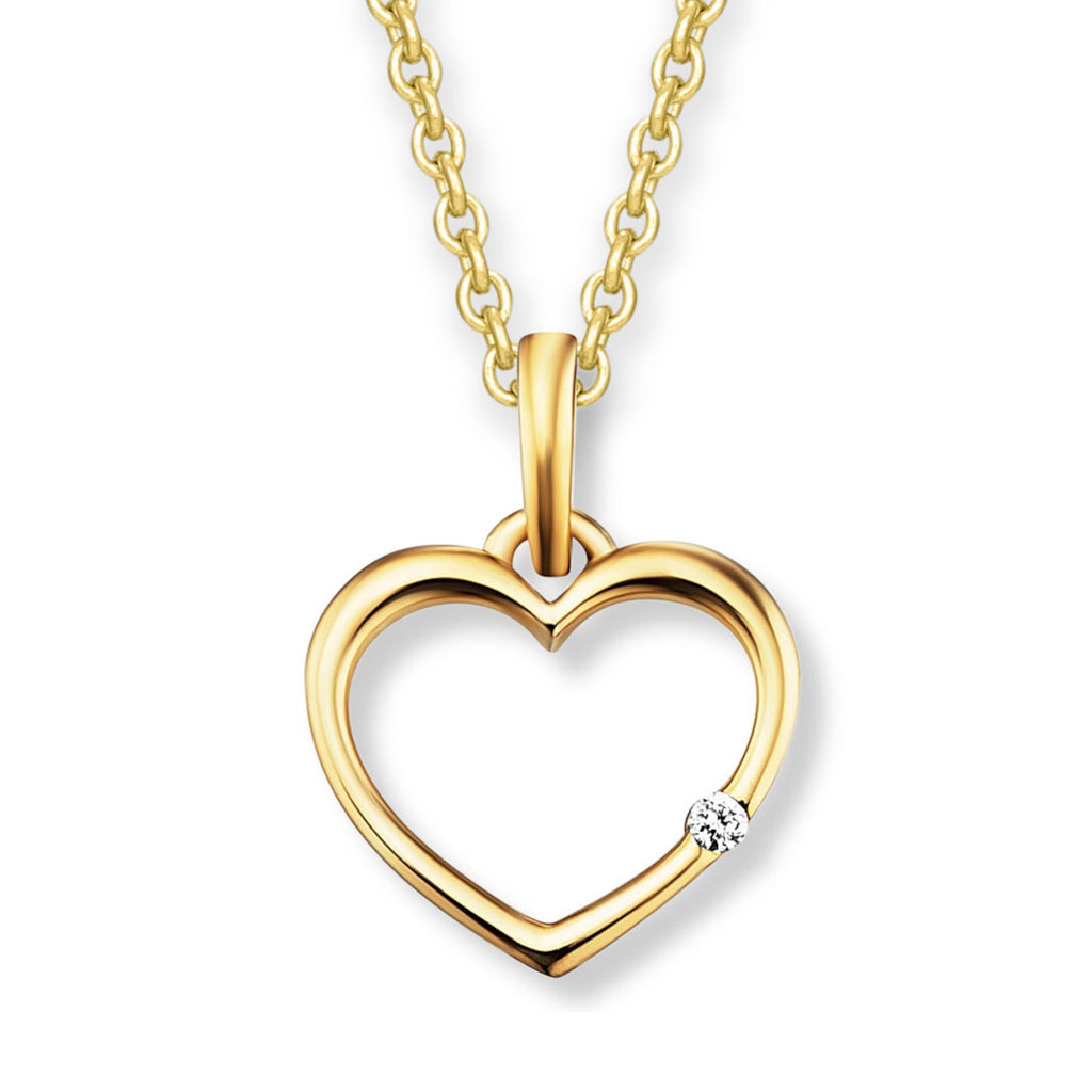 Herz-Anhänger aus 585er Gelbgold mit Brillantbesatz, 0,01 ct – weitere Ansicht 2