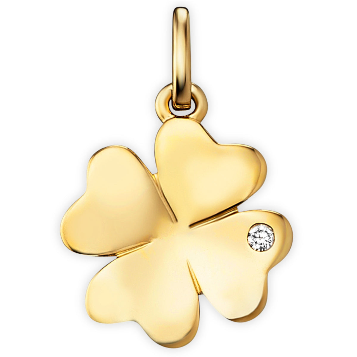 Kleeblatt-Anhänger aus 585er Gelbgold mit Brillantbesatz, 0,01 ct von ONE ELEMENT