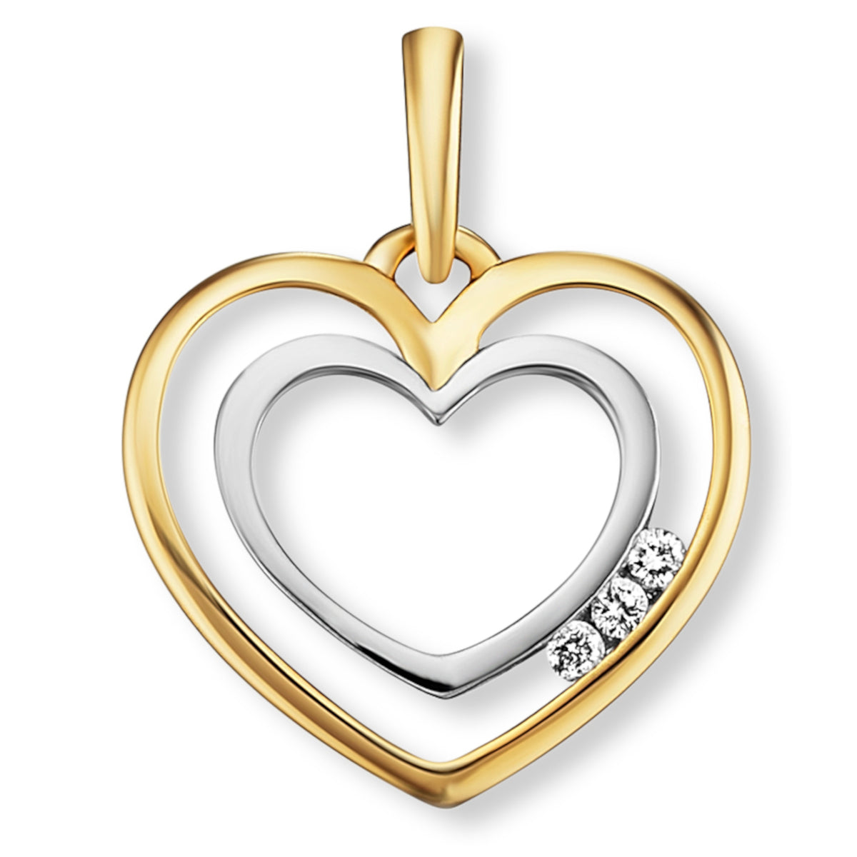 Herz-Anhänger aus 585er Gelbgold mit Brillantbesatz, 0,03 ct von ONE ELEMENT