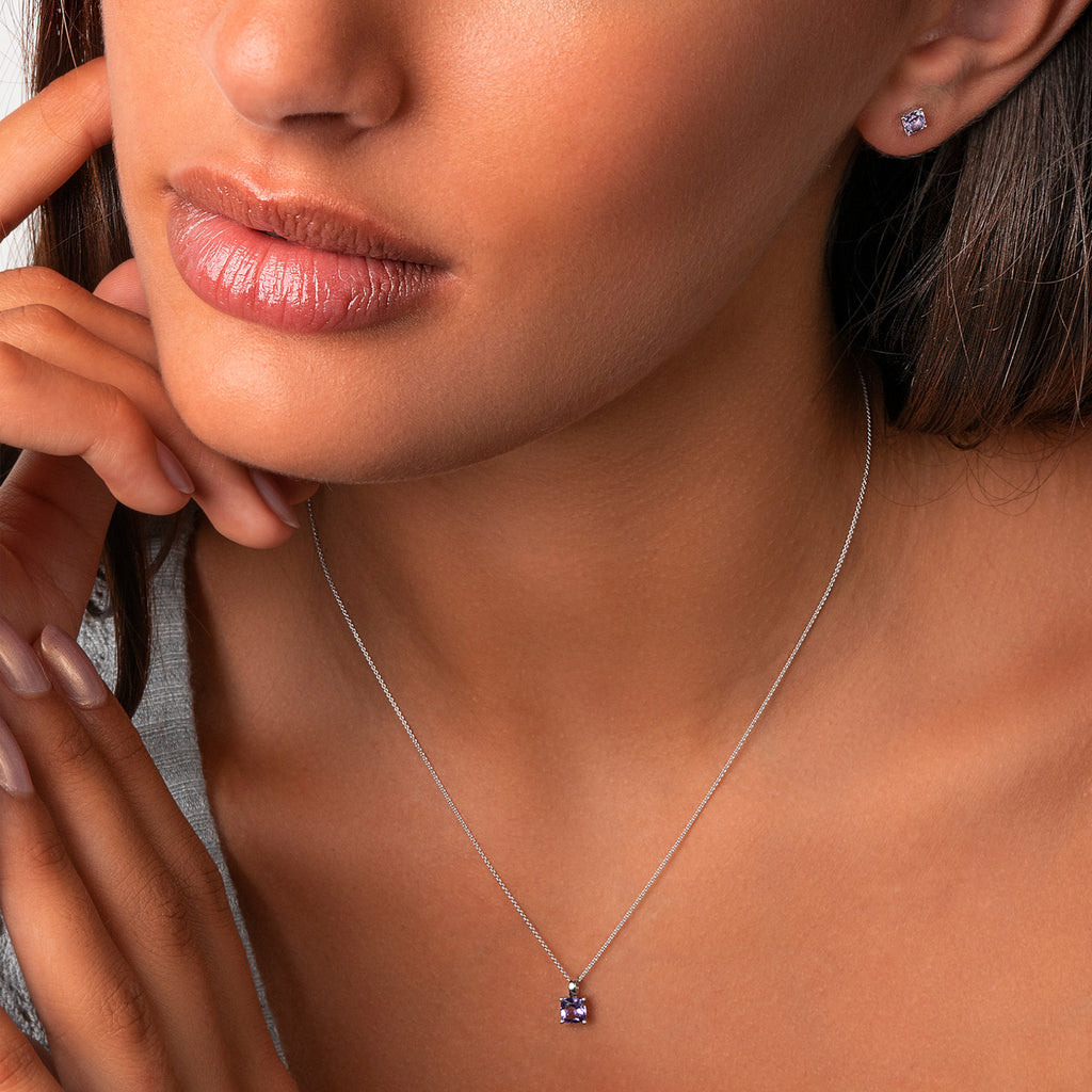 Amethyst Anhänger aus 333er Weißgold von ONE ELEMENT – Bild 4