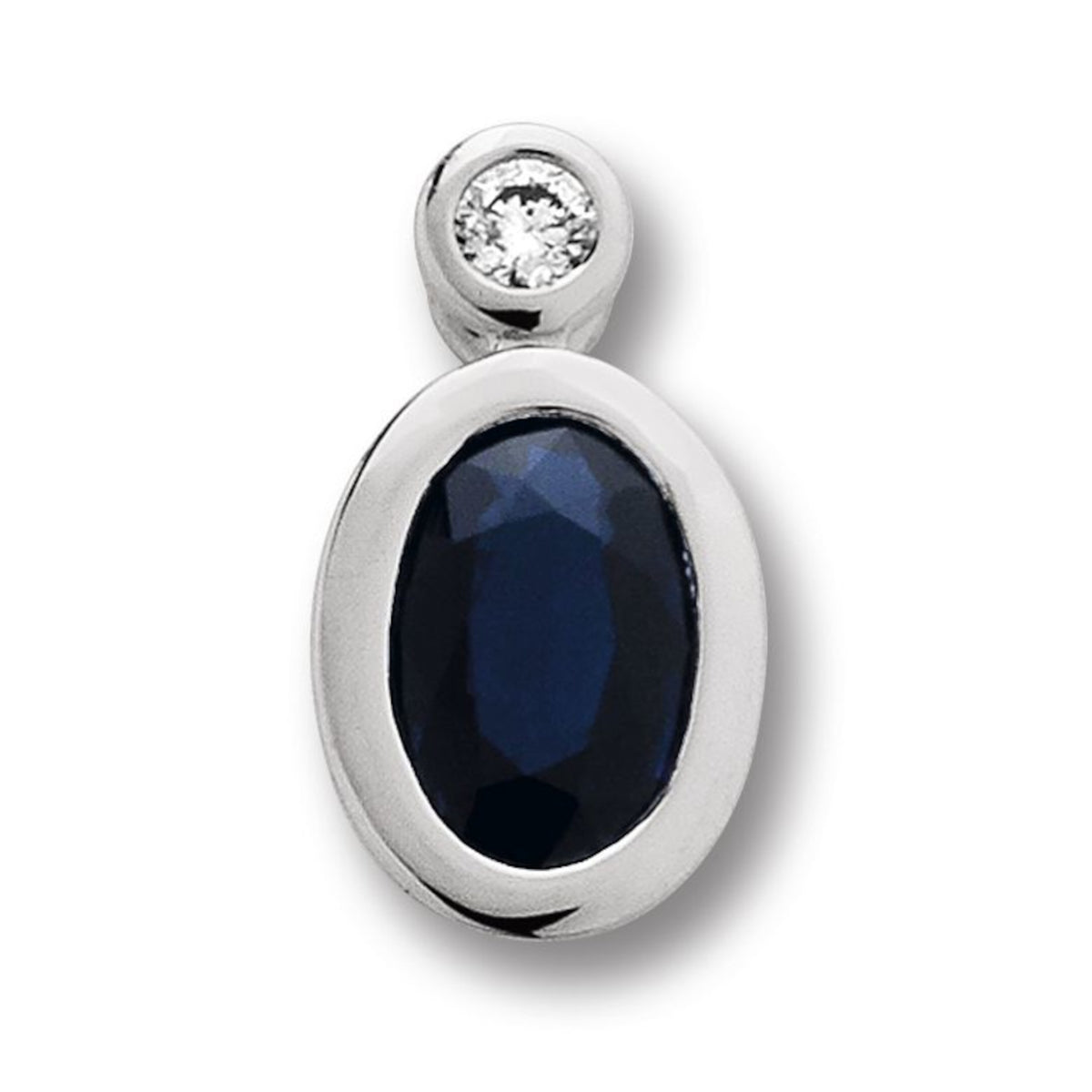 0.02 ct Diamant Brillant Safir Anhänger aus 585er Weißgold von ONE ELEMENT – Bild 1