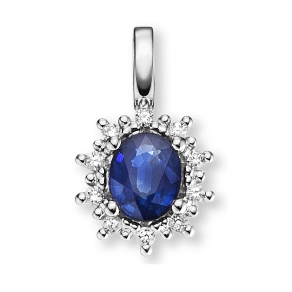 0.05 ct Diamant Brillant Safir Anhänger aus 585er Weißgold von ONE ELEMENT – Bild 1