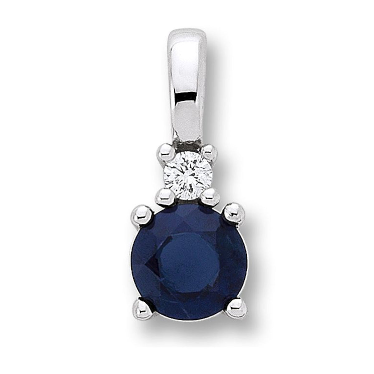 0.02 ct Diamant Brillant Safir Anhänger aus 585er Weißgold von ONE ELEMENT – Bild 1