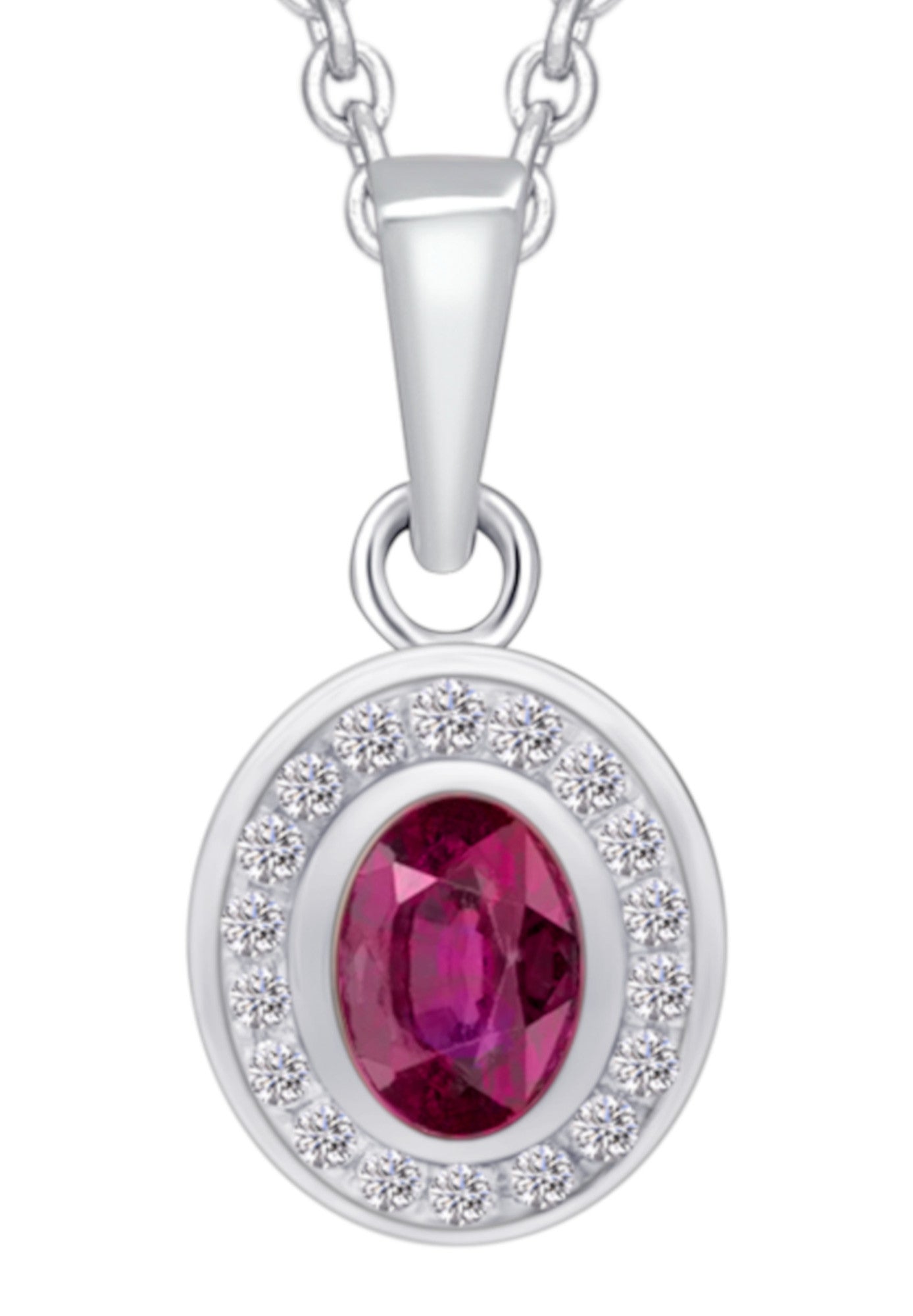 0,04 ct Diamant Brillant Rubin Anhänger aus 585er Weißgold von ONE ELEMENT – Bild 1