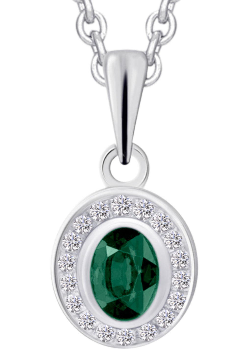 0,04 ct Diamant Brillant Smaragd Anhänger aus 585er Weißgold von ONE ELEMENT – Bild 1